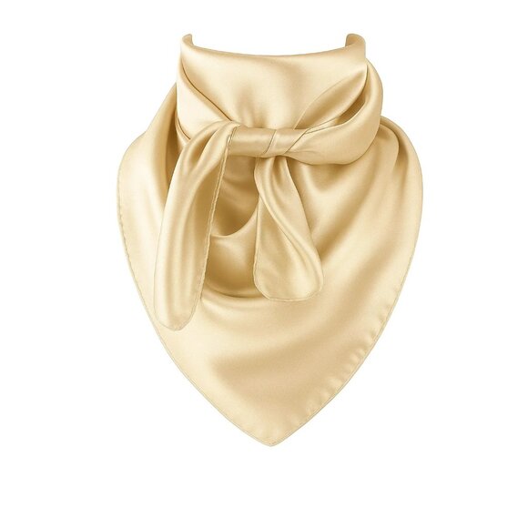 Cream Beige Wild Rag Large Scarf 23x23 Inches Satin Western Accessory Cowgirl or - Picture 1 of 5